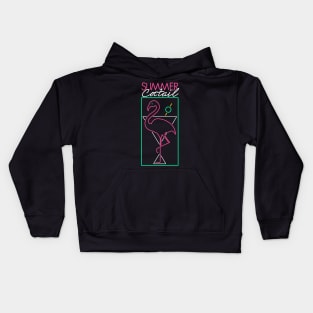 neon flamingo martini sign Kids Hoodie